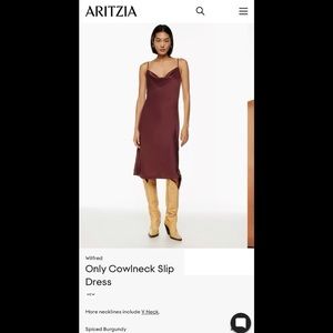 ❤️ ARITZIA Spiced Burgundy (Bordeaux Wine) - M - Only Cowl Slip - COWLNECK DRESS